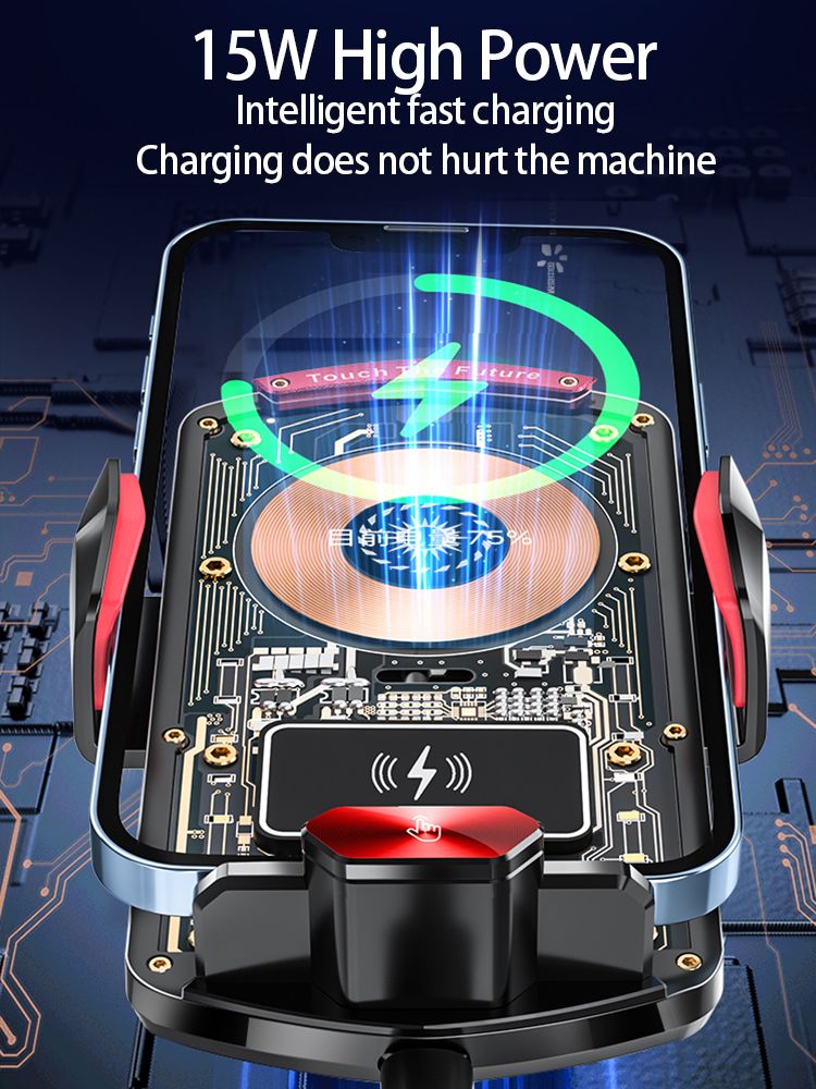 A6 Magnetic Wireless Car Charger Mount, 66W Fast Charging, 360° Ball, Orange