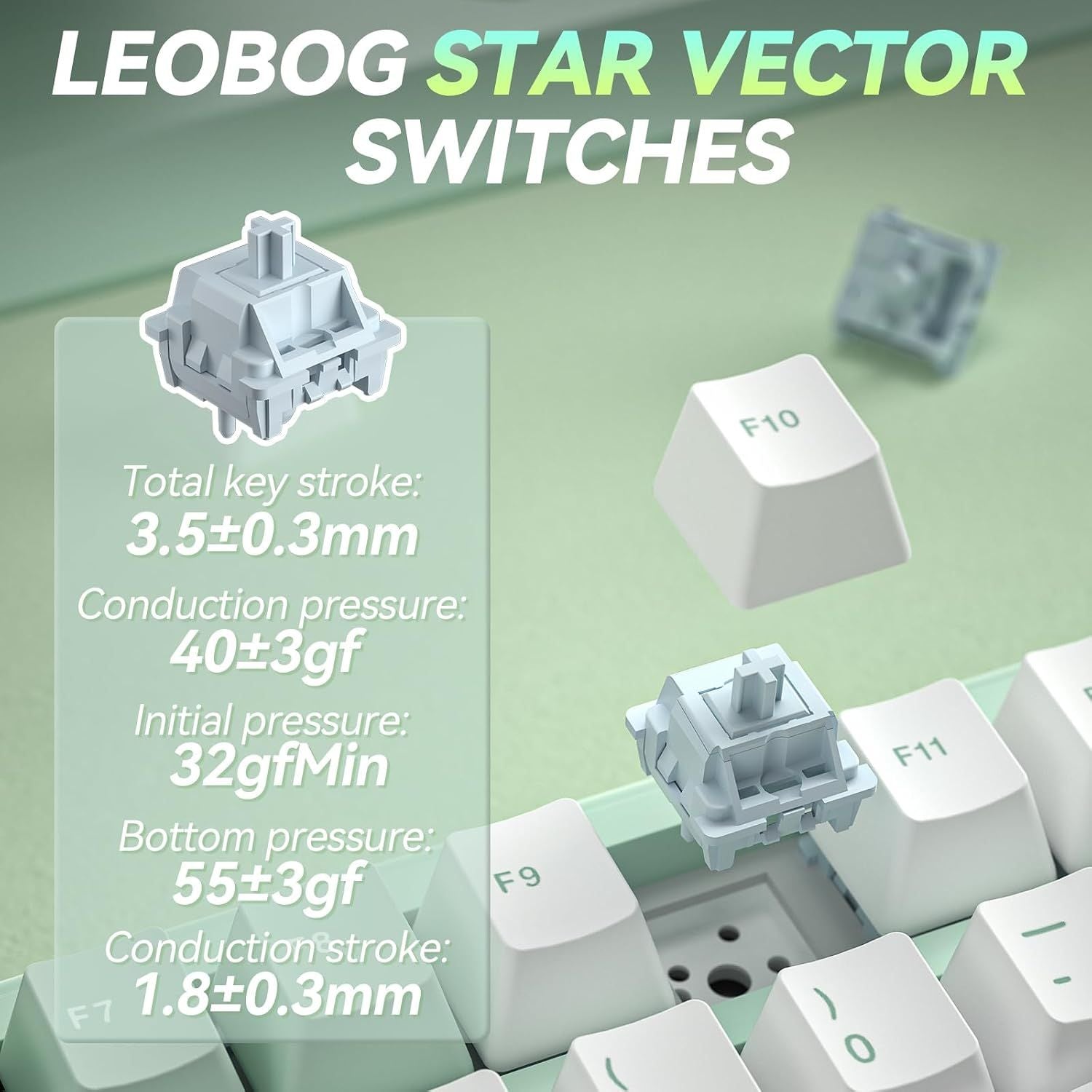 Solakaka A99PRO 3‑Mode RGB Mechanical Keyboard, White‑Green
