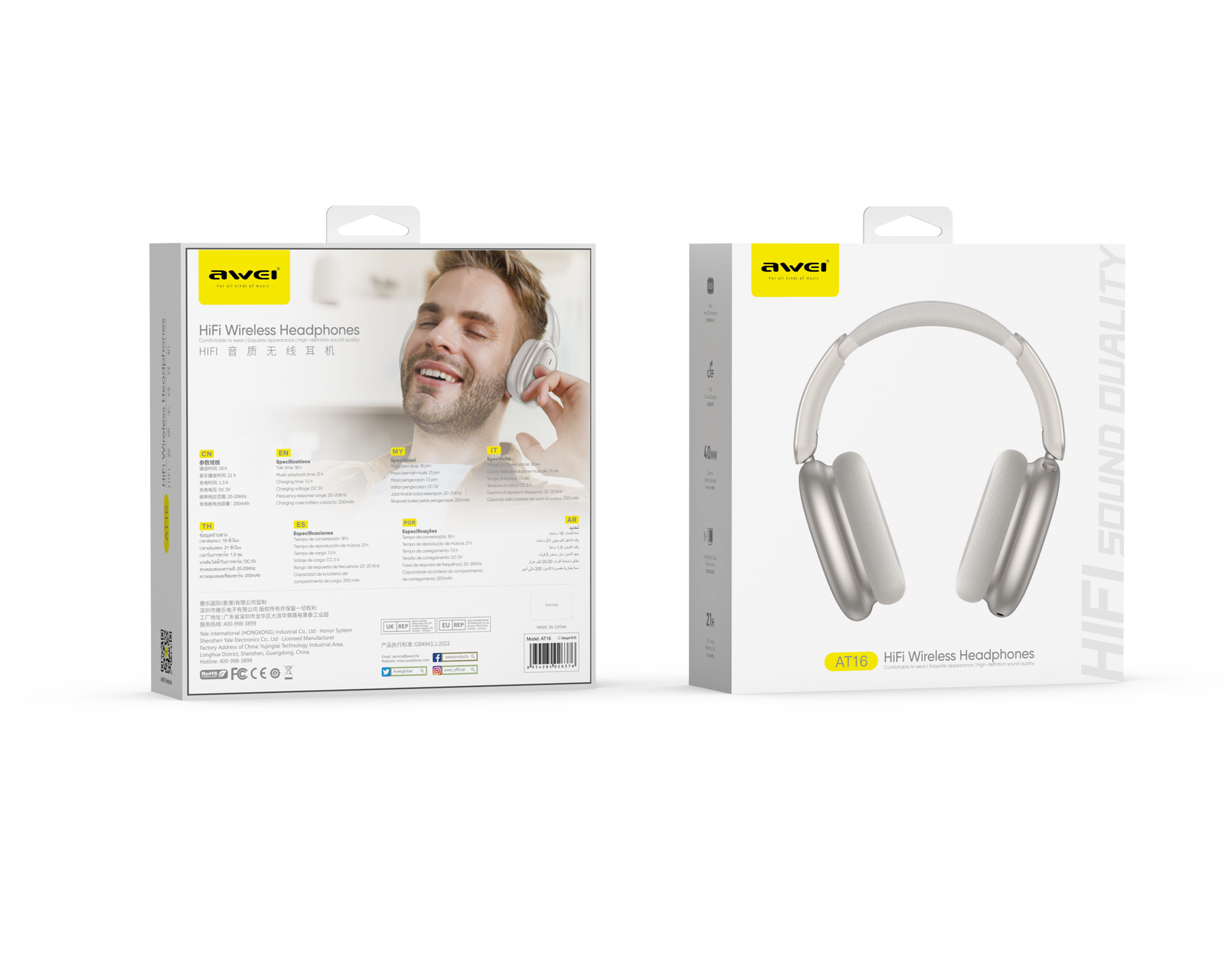 AWEI AT16 Foldable Over‑Ear Wireless Headphones，belge