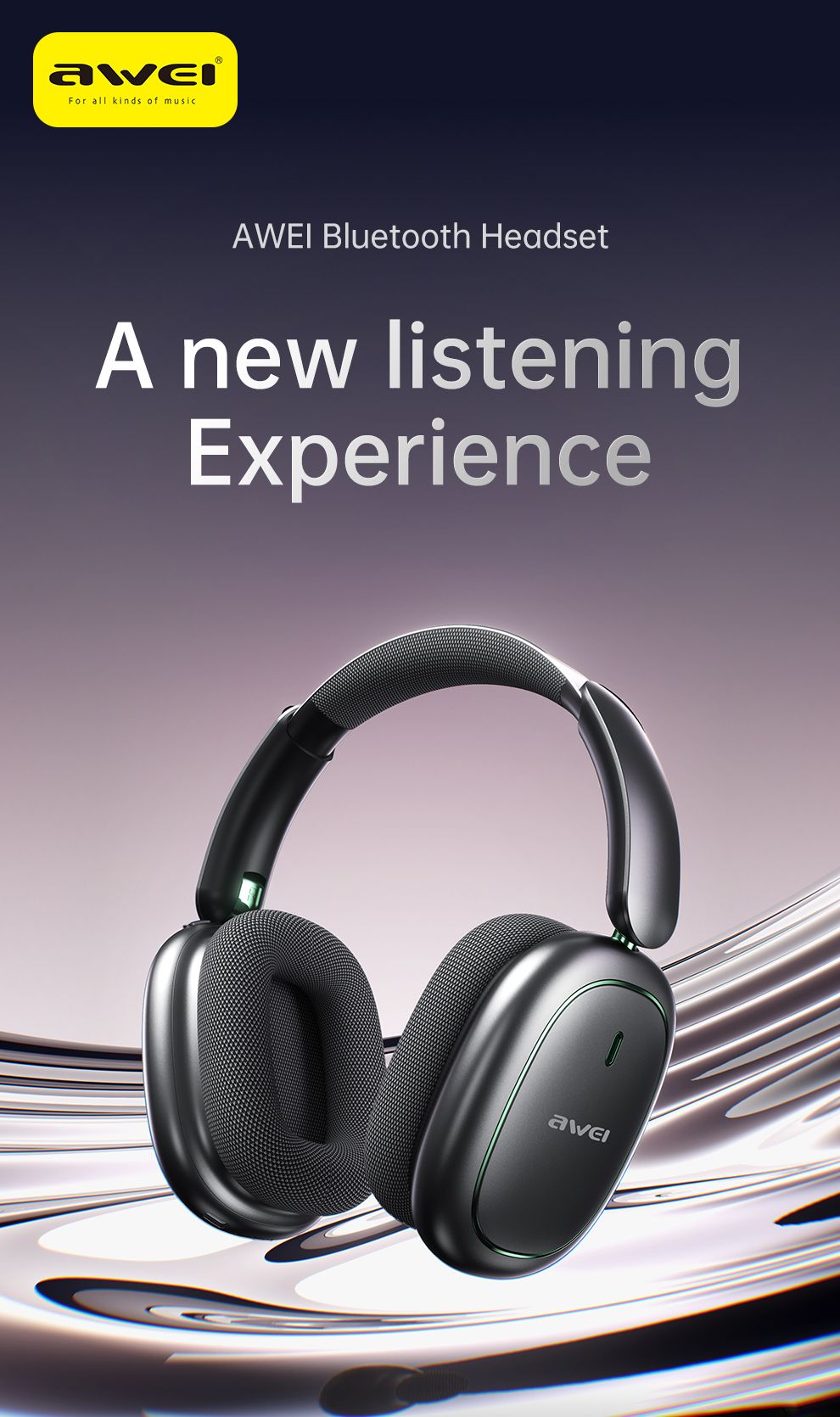 AWEI AT16 Foldable Over‑Ear Wireless Headphones，belge
