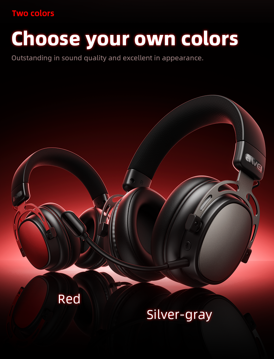 AWEI AT36 Tri‑Mode Wireless Gaming Headset, Low‑Latency 2.4G Bluetooth，black
