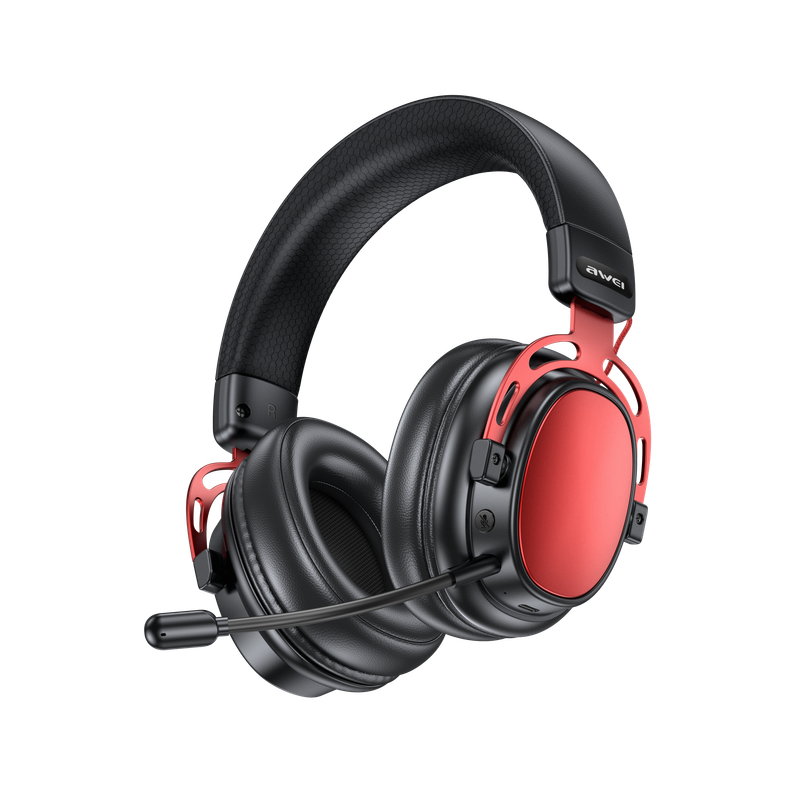 AWEI AT36 Tri‑Mode Wireless Gaming Headset, Low‑Latency 2.4G Bluetooth，red