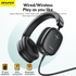 AWEI AT6 Wireless Bluetooth Over‑Ear Headphones, 40mm Driver Stereo Headset, black
