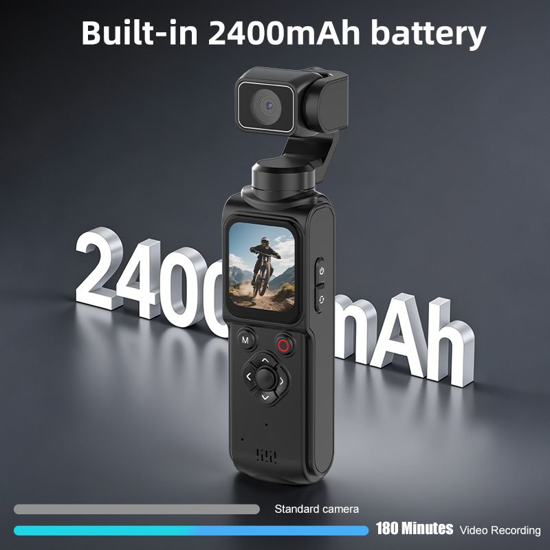 AT-M105 Pocket Gimbal Vlog Camera, 4K HD Handheld Video Camera，pink，32GB