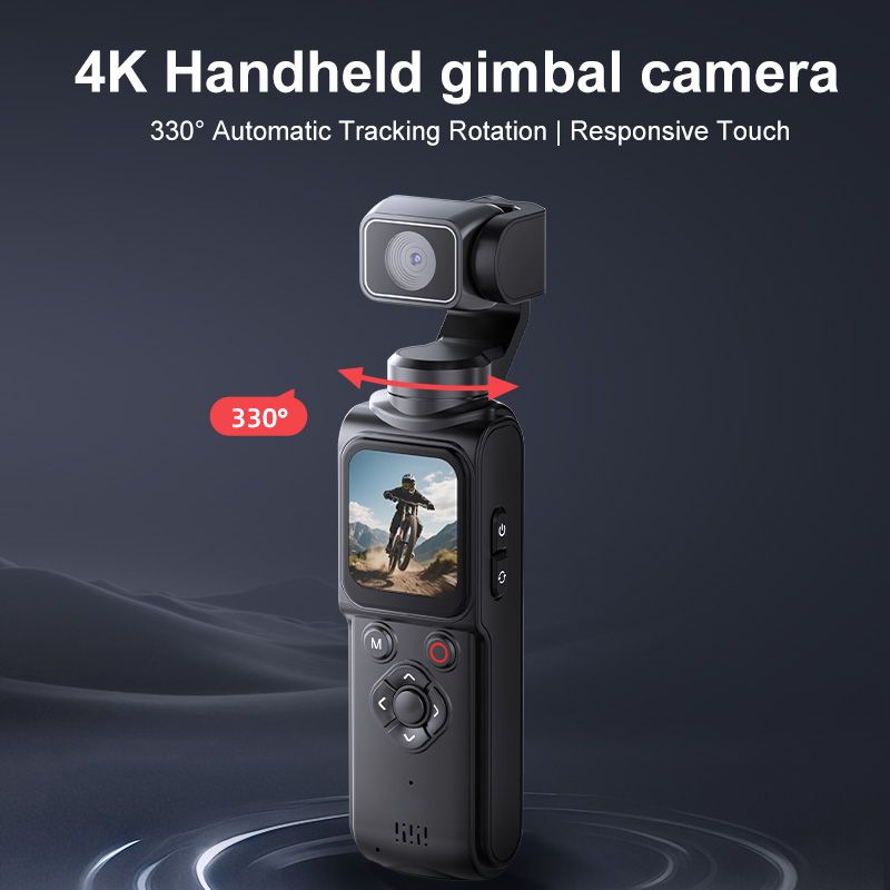 AT-M105 Pocket Gimbal Vlog Camera, 4K HD Handheld Video Camera，pink，64GB