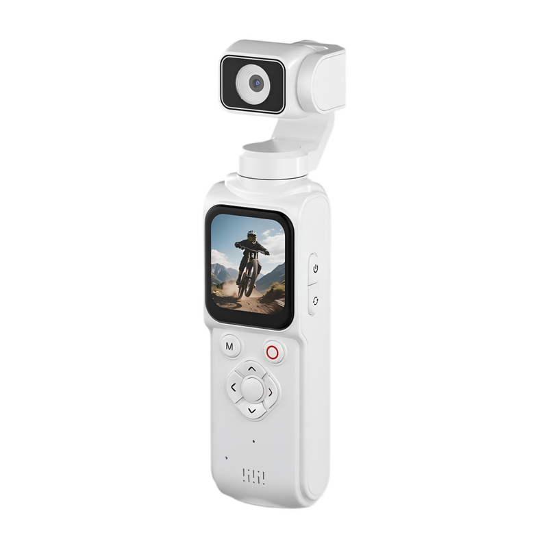 AT-M105 Pocket Gimbal Vlog Camera, 4K HD Handheld Video Camera，white，64GB
