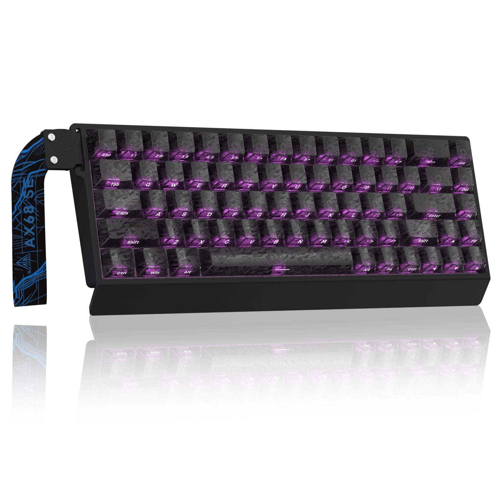 SOLA AX68 Mechanical Keyboard, Gasket Mount Hot Swappable RGB Tri-Mode Wireless Keyboard，Forged-Carbon-Black，Side-Printed