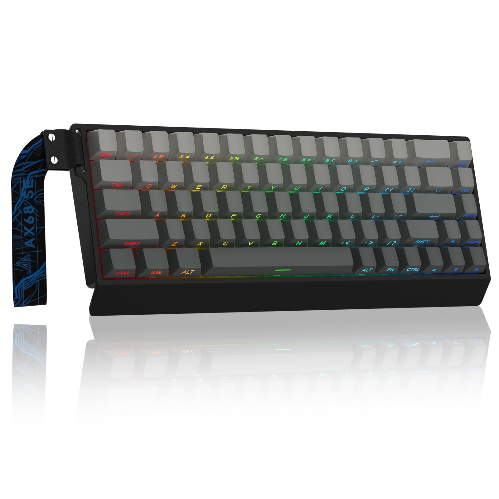 SOLA AX68 Mechanical Keyboard, Gasket Mount Hot Swappable RGB Tri-Mode Wireless Keyboard，Gradient-Gray，Side-Printed