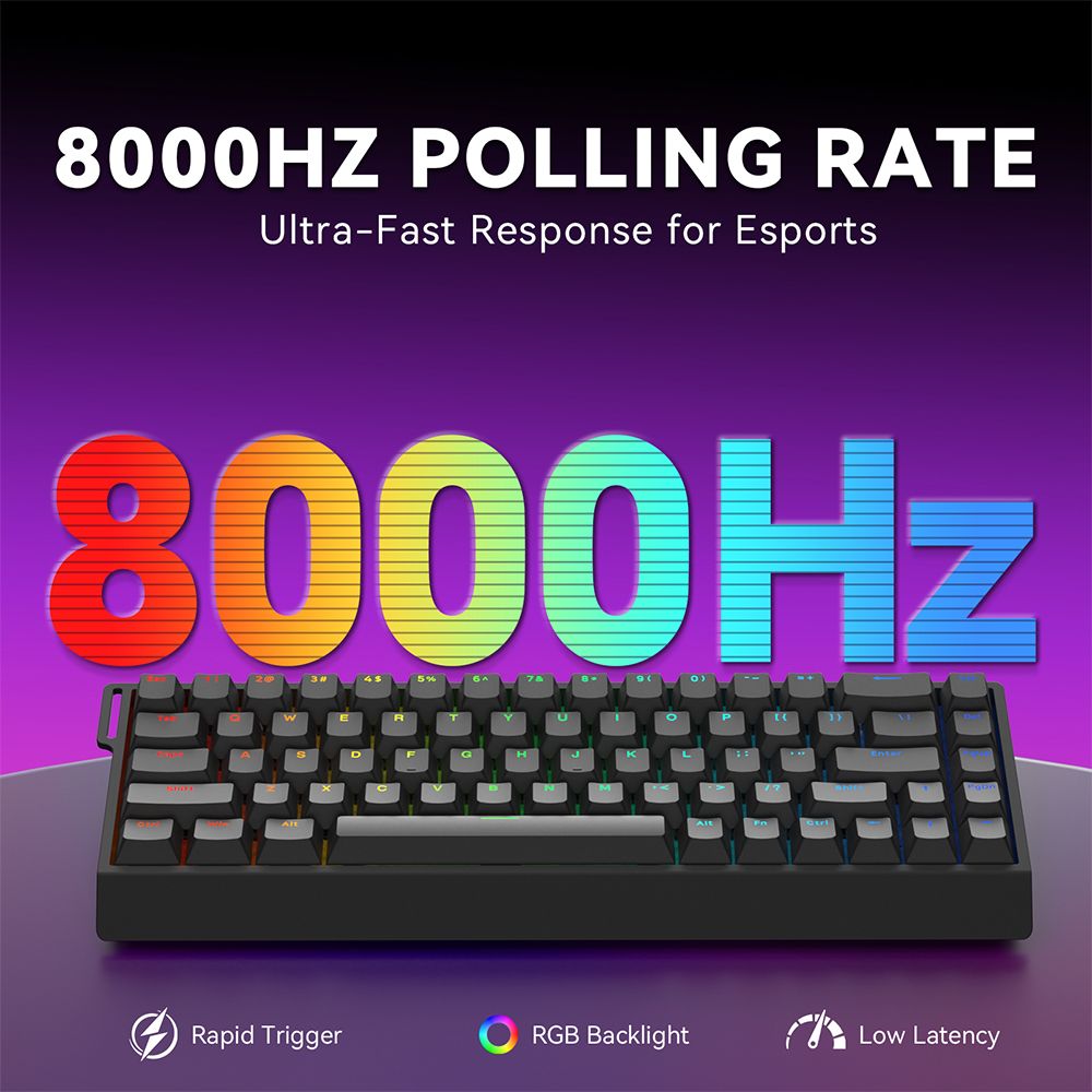 SOLA AX68 Mechanical Keyboard, Gasket Mount Hot Swappable RGB Tri-Mode Wireless Keyboard，Gradient-Gray，Side-Printed
