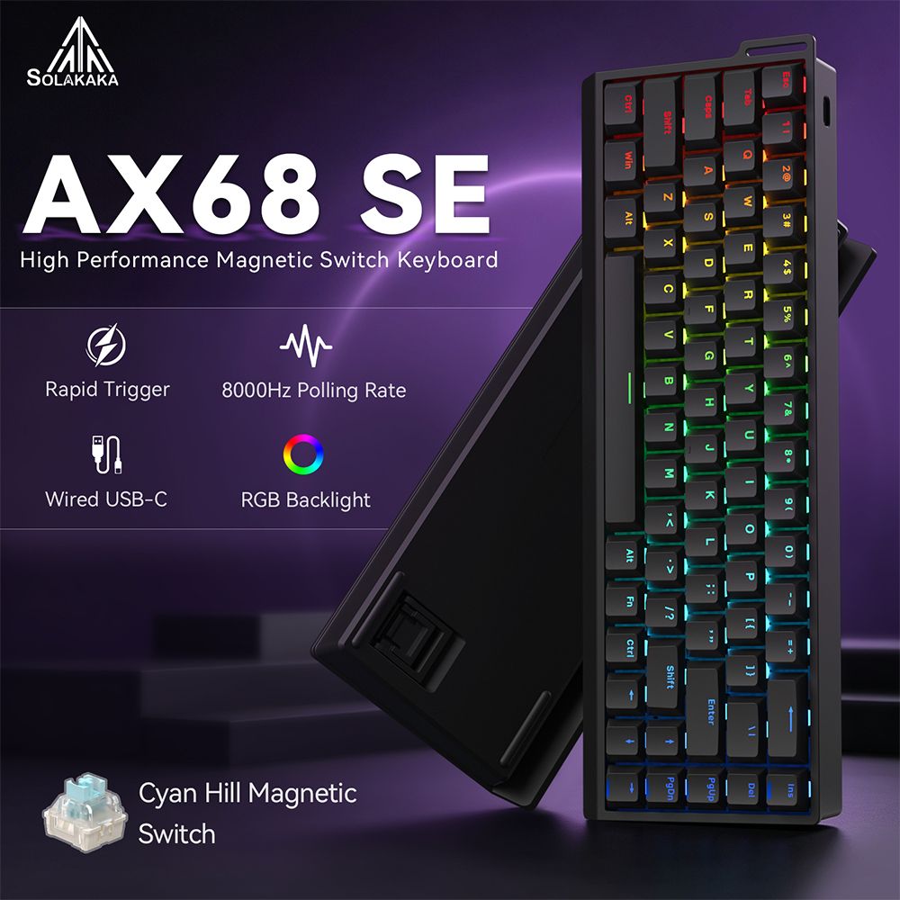 SOLA AX68 Mechanical Keyboard, Gasket Mount Hot Swappable RGB Tri-Mode Wireless Keyboard，white