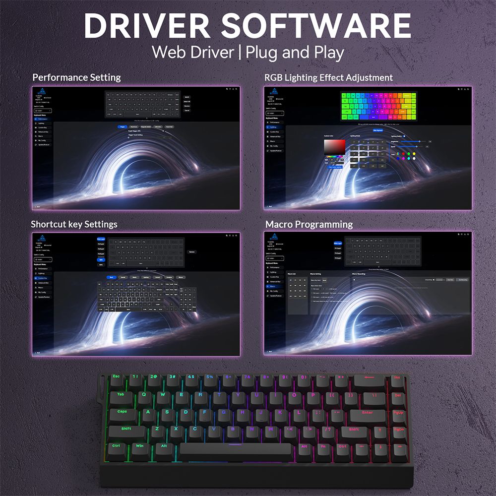 SOLA AX68 Mechanical Keyboard, Gasket Mount Hot Swappable RGB Tri-Mode Wireless Keyboard，white