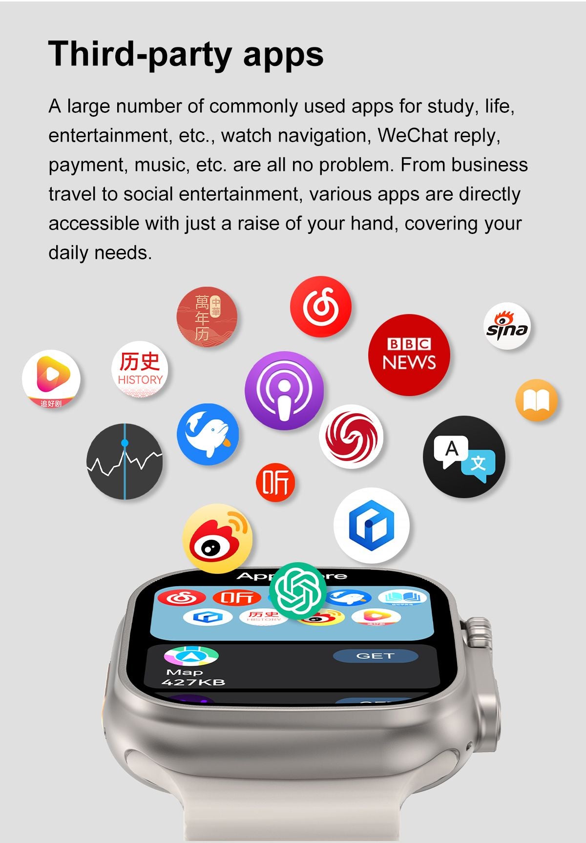 DT Ultra 4 Smart Watch, Full Touch Screen, Fitness Tracker, Black Strap