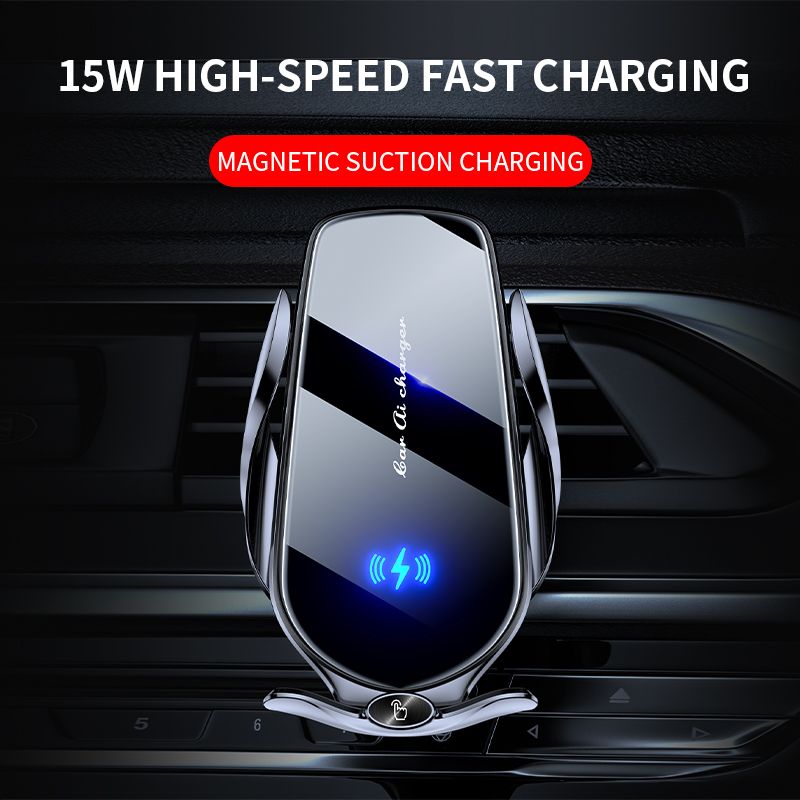 FJ22 Auto Clamping Wireless Car Charger Mount Infrared Air Vent Phone Holder，black