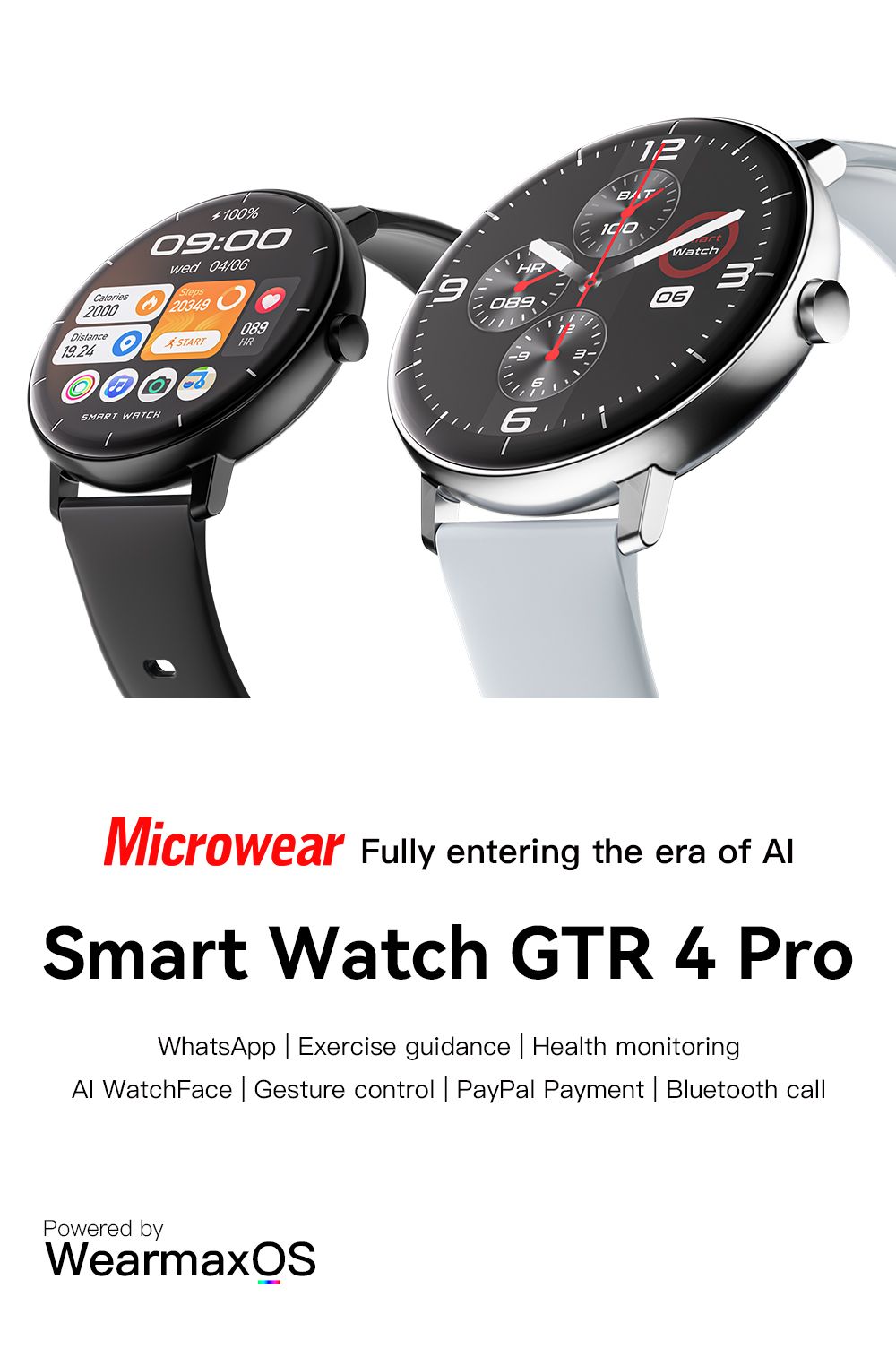 GTR4 Pro Bluetooth Call Smart Watch, Waterproof Fitness Tracker with Heart Rate Sleep Monitor for Android iOS，pink