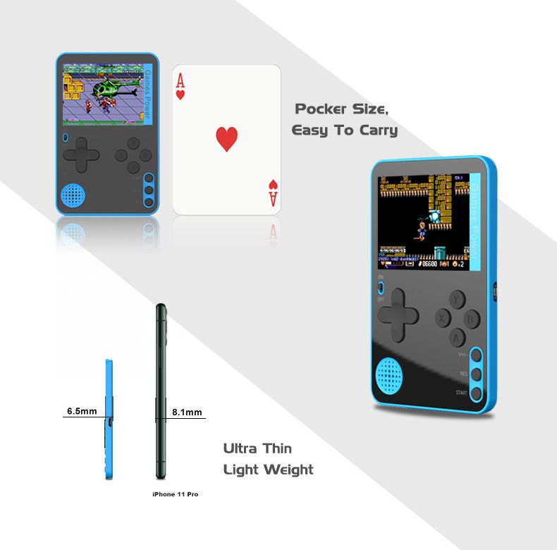 K10 Handheld Retro Game Console Built-in Classic Games，blue