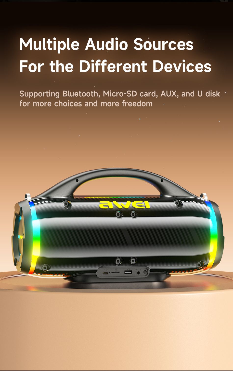 AWEI KA12 60W Outdoor Wireless Bluetooth Speaker,black
