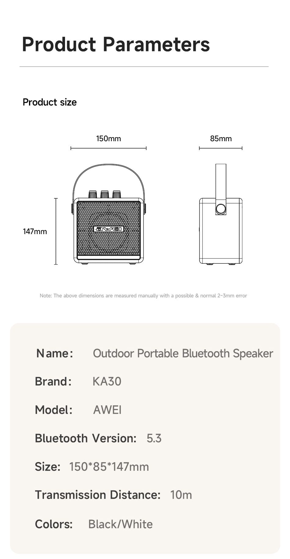 KA30 Mini Retro Bluetooth Speaker，black