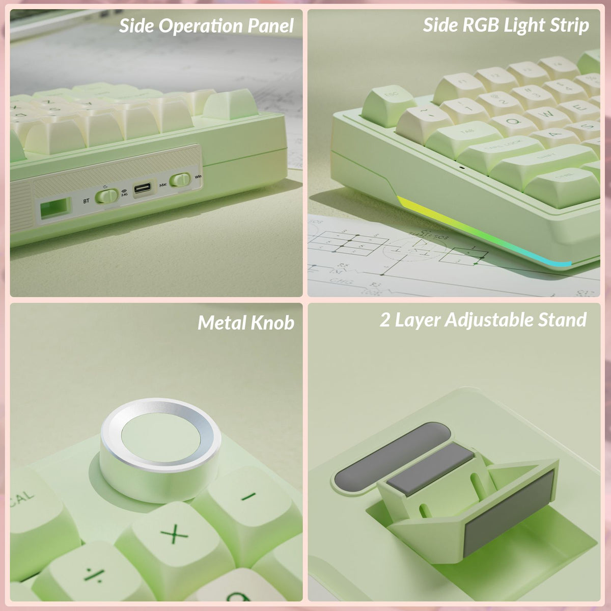 Solakaka Ki99pro 3‑Mode RGB Mechanical Keyboard,  Avocado-Green