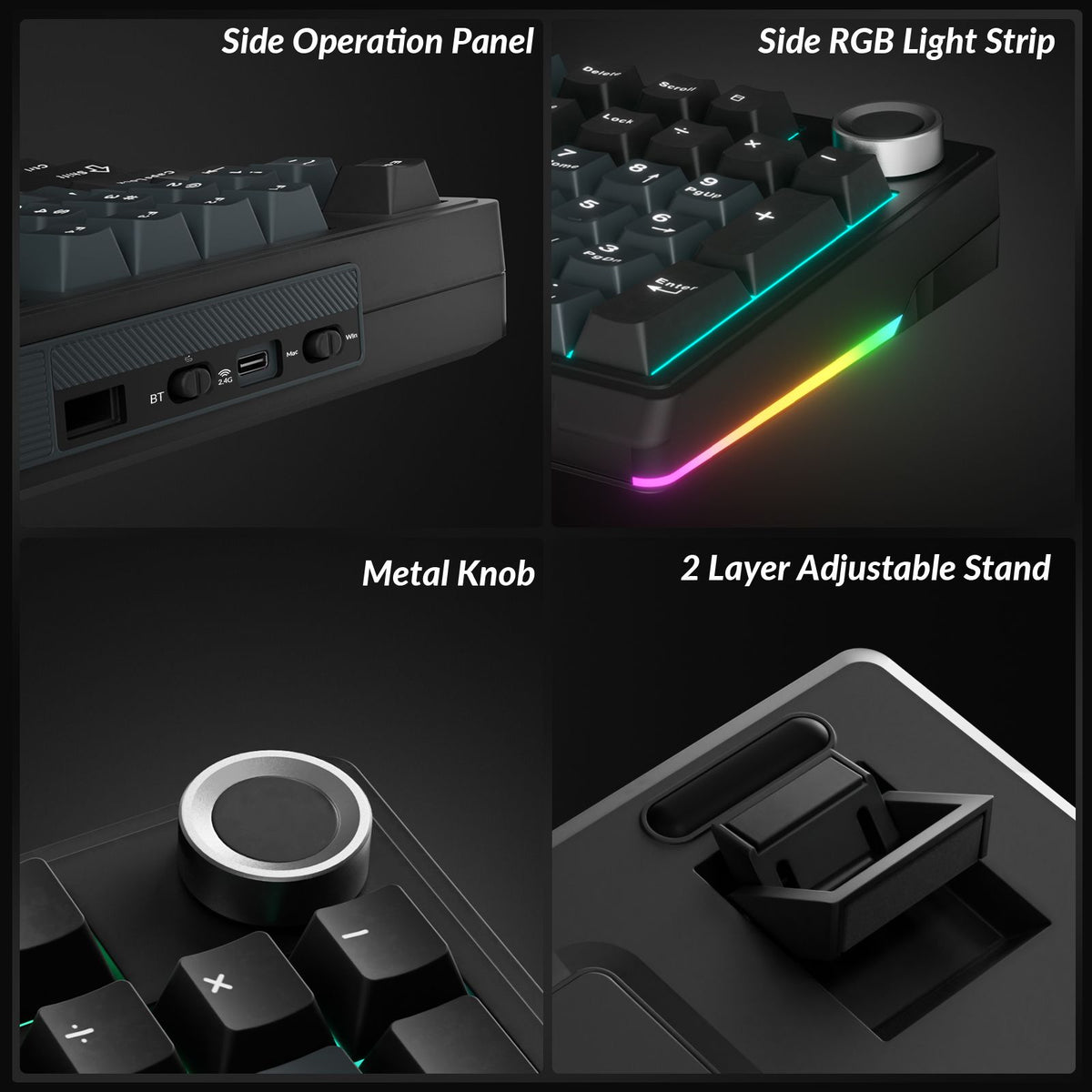 Solakaka Ki99pro 3‑Mode RGB Mechanical Keyboard,  Gray‑Blue