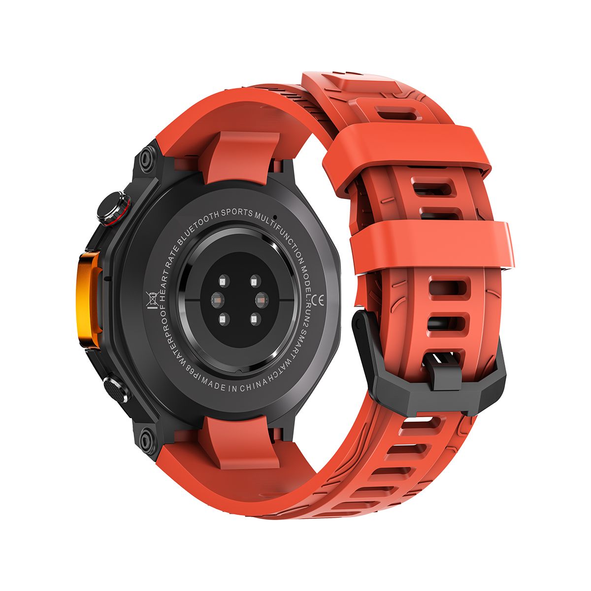 M-Rex4 Rugged GPS Smart Watch, 5ATM Waterproof, Heart Rate Monitor, Orange Red