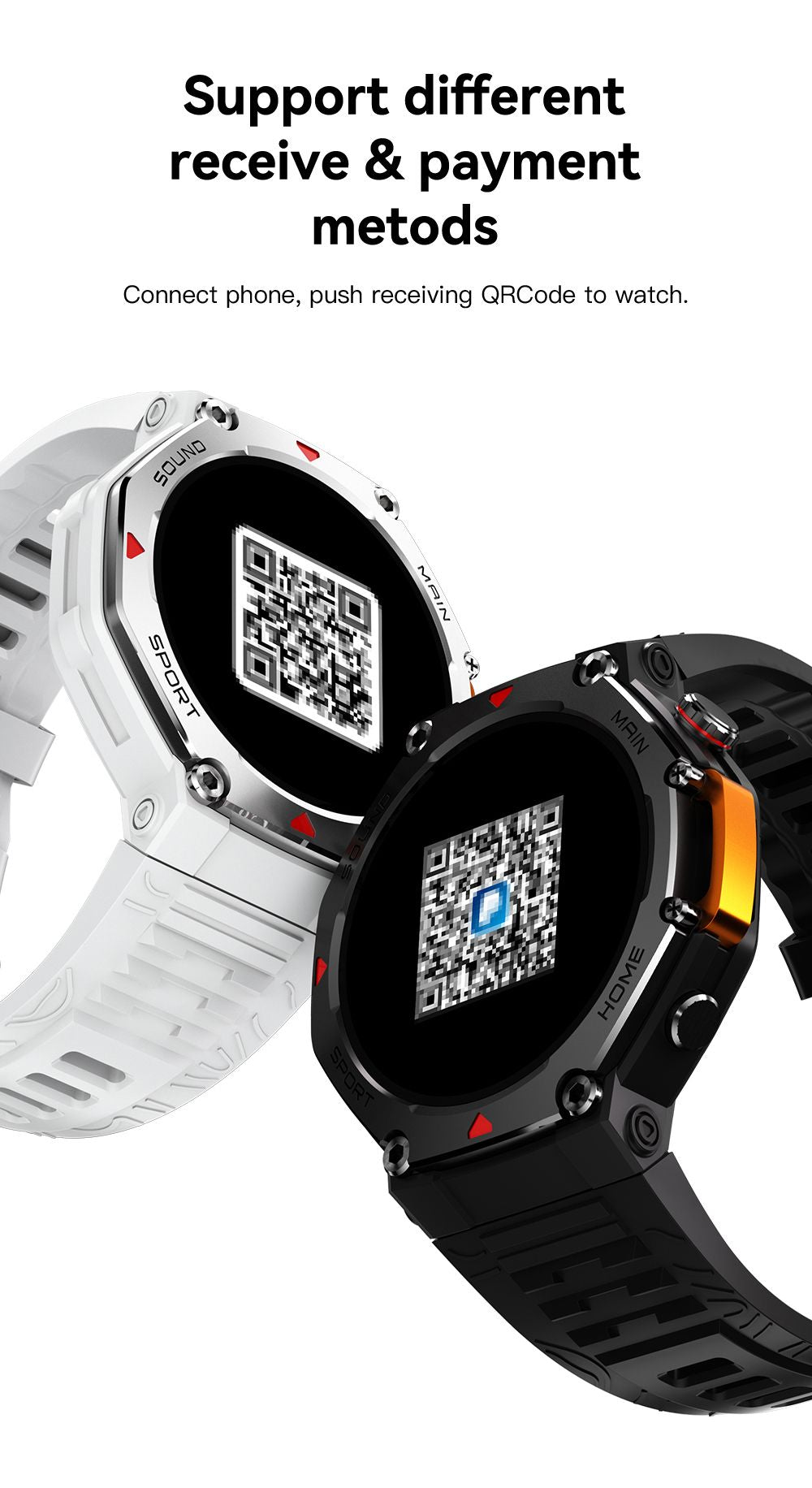 M-Rex4 Men Rugged GPS Smart Watch, 5ATM Waterproof Bluetooth Call Fitness Tracker Heart Rate Sleep Monitor，white