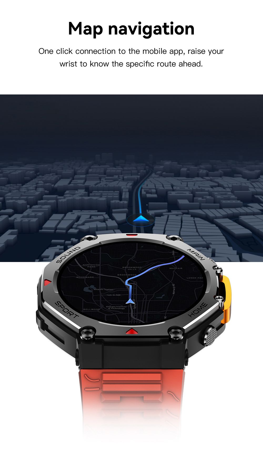 M-Rex4 Men Rugged GPS Smart Watch, 5ATM Waterproof Bluetooth Call Fitness Tracker Heart Rate Sleep Monitor，white