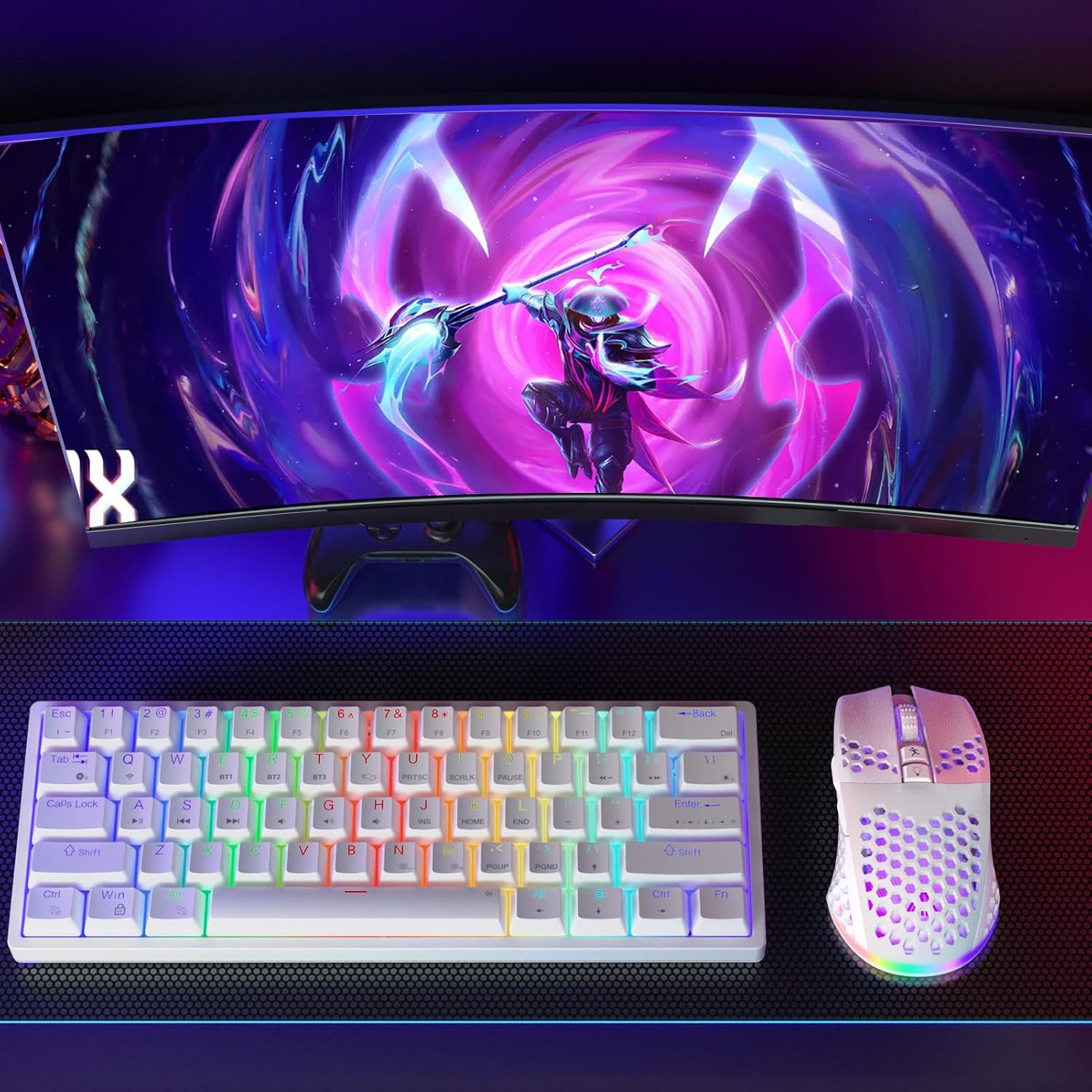 SOLAKAKA SM600 Honeycomb Shell Gaming Mouse Wireless,white