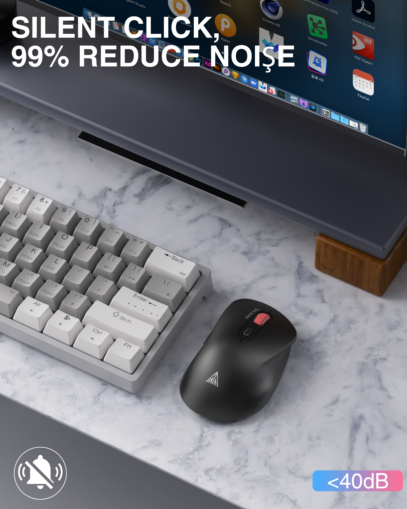 SM66 Dual Mode Wireless Gaming Mouse, Rechargeable RGB Ergonomic Mice with Adjustable DPI ,black