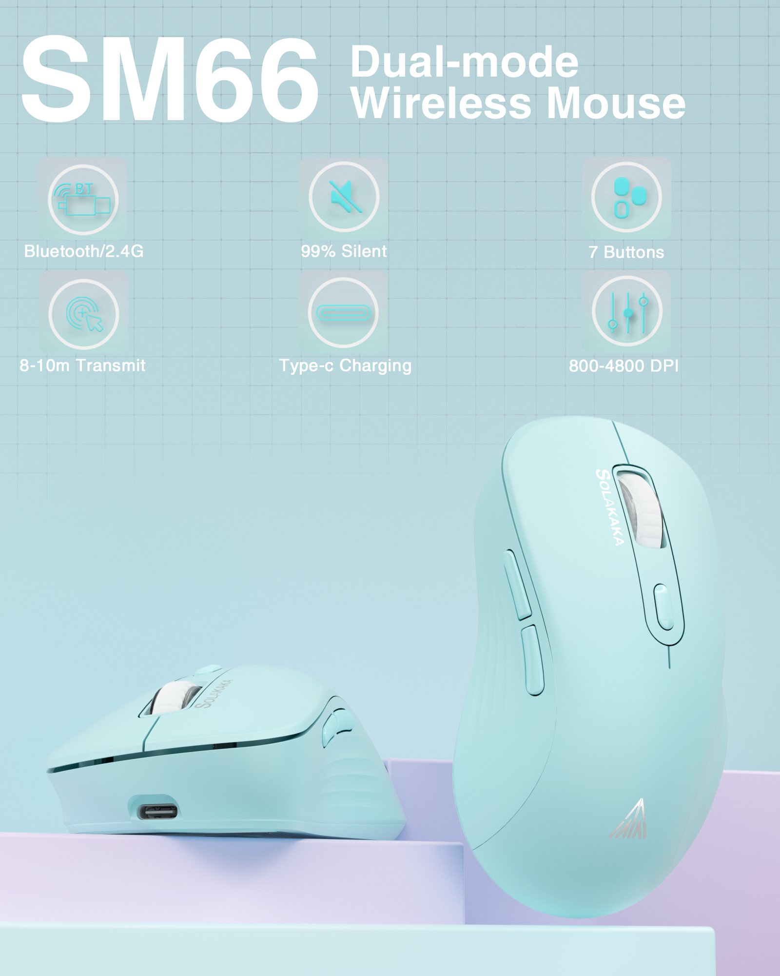 SM69 Dual Mode Wireless Gaming Mouse, Rechargeable RGB Ergonomic Mice with Adjustable DPI ,green