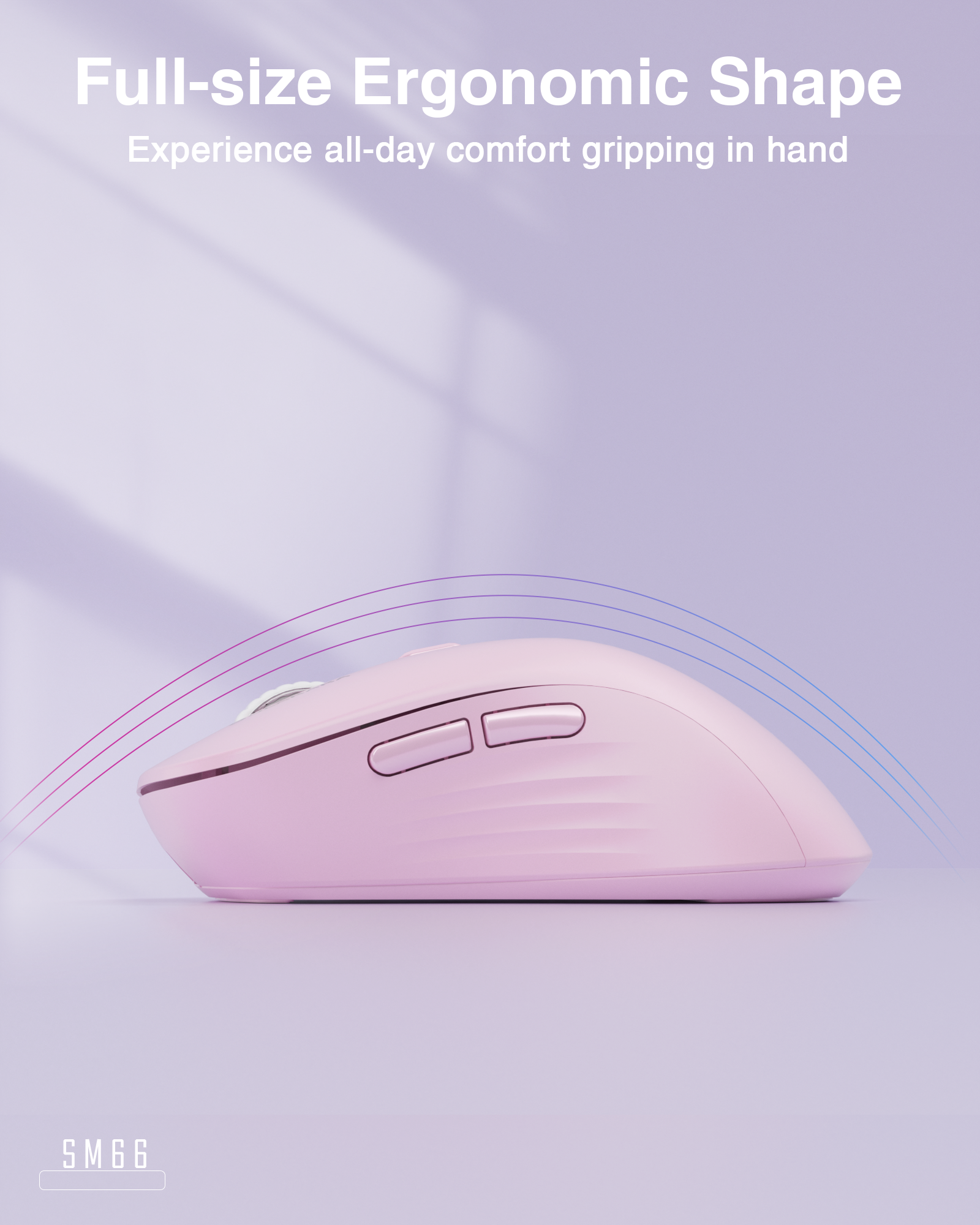 SM67 Dual Mode Wireless Gaming Mouse, Rechargeable RGB Ergonomic Mice with Adjustable DPI ,pink