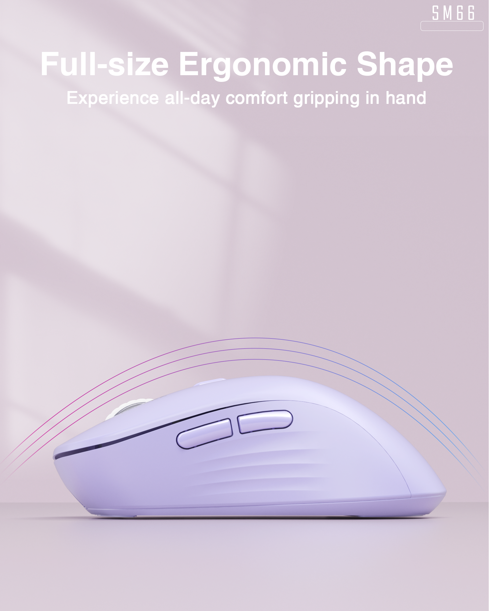 SM68 Dual Mode Wireless Gaming Mouse, Rechargeable RGB Ergonomic Mice with Adjustable DPI ,purple