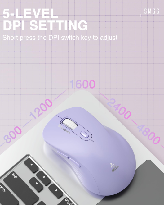 SM68 Dual Mode Wireless Gaming Mouse, Rechargeable RGB Ergonomic Mice with Adjustable DPI ,purple