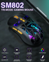 SM802 Tri‑Mode Gaming Mouse, Adjustable DPI, RGB Backlight, Ergonomic Wireless Mouse,black