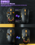SM802 Tri‑Mode Gaming Mouse, Adjustable DPI, RGB Backlight, Ergonomic Wireless Mouse,black
