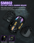 SM802 Tri‑Mode Gaming Mouse, Adjustable DPI, RGB Backlight, Ergonomic Wireless Mouse,black