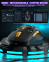 SM802 Tri‑Mode Gaming Mouse, Adjustable DPI, RGB Backlight, Ergonomic Wireless Mouse,black