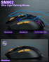 SM802 Tri‑Mode Gaming Mouse, Adjustable DPI, RGB Backlight, Ergonomic Wireless Mouse,black