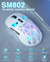 SM802 Tri‑Mode Gaming Mouse, Adjustable DPI, RGB Backlight, Ergonomic Wireless Mouse,white