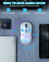 SM802 Tri‑Mode Gaming Mouse, Adjustable DPI, RGB Backlight, Ergonomic Wireless Mouse,white
