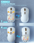 SM802 Tri‑Mode Gaming Mouse, Adjustable DPI, RGB Backlight, Ergonomic Wireless Mouse,white