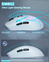 SM802 Tri‑Mode Gaming Mouse, Adjustable DPI, RGB Backlight, Ergonomic Wireless Mouse,white