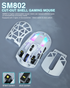 SM802 Tri‑Mode Gaming Mouse, Adjustable DPI, RGB Backlight, Ergonomic Wireless Mouse,white