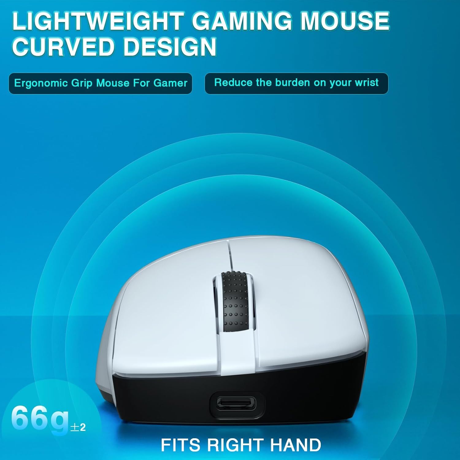 SOLAKAKA SM805 Tri-Mode Lightweight Wireless Gaming Mouse, 24000 DPI with Two Side Buttons，white