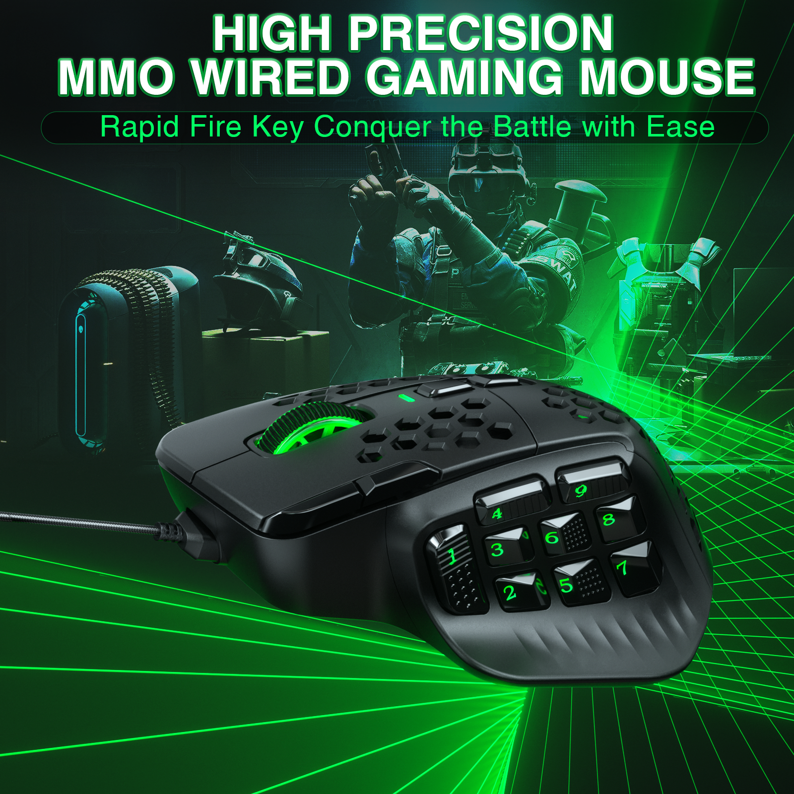 SOLAKAKA SM809 Wired MMO Gaming Mouse
