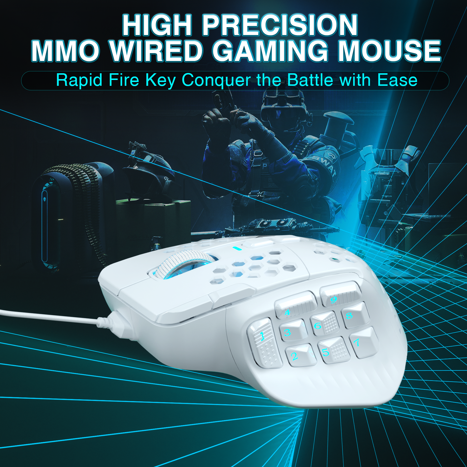 SOLAKAKA SM809  Gaming Mouse，white