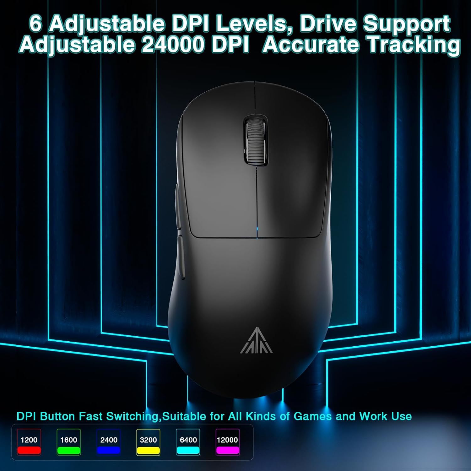 SOLAKAKA SM850 Ergonomic Tri-Mode Wireless RGB Gaming Mouse，black