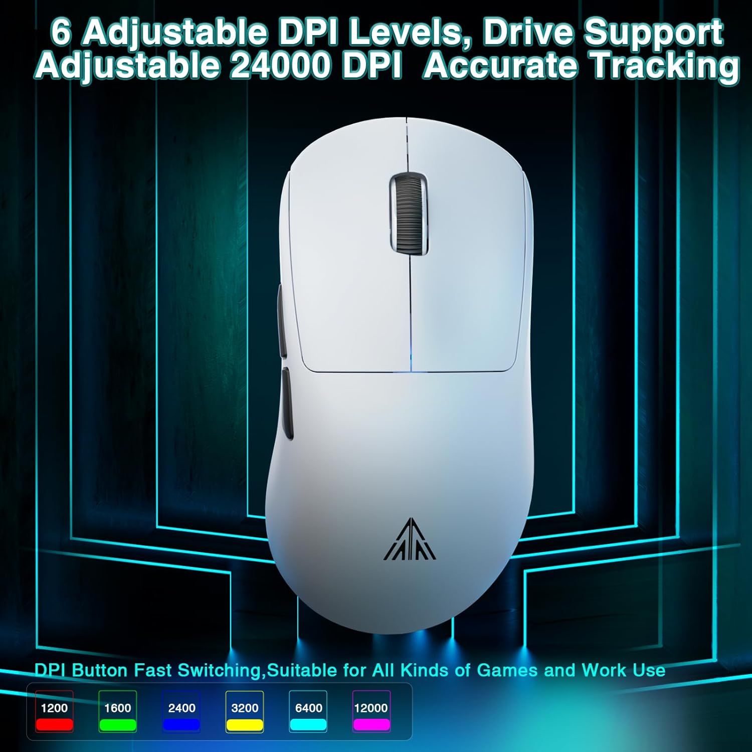 SOLAKAKA SM850 Ergonomic Tri-Mode Wireless RGB Gaming Mouse，white