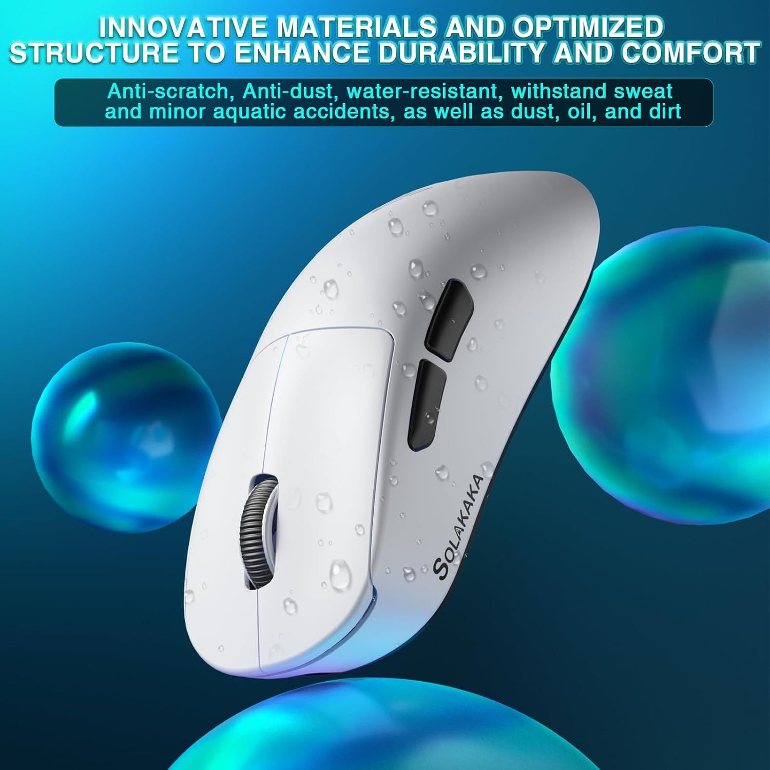 SOLAKAKA SM850 Ergonomic Tri-Mode Wireless RGB Gaming Mouse，white