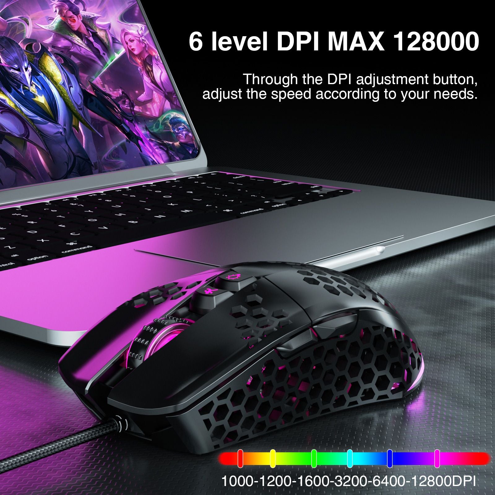 SOLAKAKA SM900 Wired Gaming Mouse with Honeycomb Shell，black