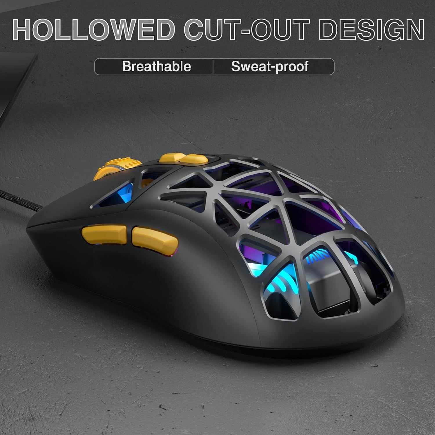 SOLAKAKA SM901 Gaming Mouse,13800DPI RGB Mouse with Programmable Buttons,53g Lightweight Wired Mouses for Gamer,Black